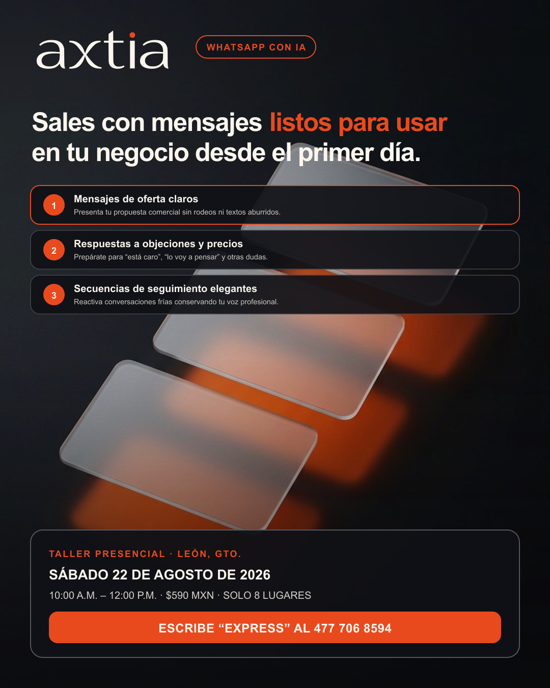 AXTIA Express: taller presencial en León para vender mejor por WhatsApp con IA